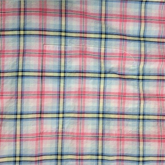 Peter Millar Men's Size Xl  Short Sleeve Multicolor Pink  Checked Plaid Shirt - Picture 5 of 11